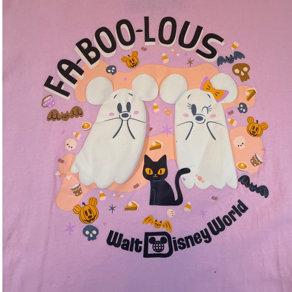 Disney World Halloween Pink Mickey Minnie Ghost T-Shirt XL Fa-Boo-Lous 2243 - Picture 4 of 7